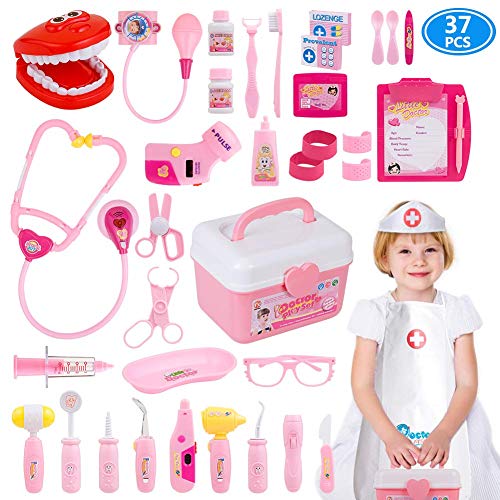 Gifts2U Toy Doctor Kit, 37 Piece Kids Pretend Play Toys Dentist Medical Role Play Educational Toy Doctor Playset for Girls Ages 3-6 Gifts2U Toy Doctor Kit, 37 Piece Kids Pretend Play Toys Dentist Medical Role Play Educational Toy Doctor Playset for Girls Ages 3-6